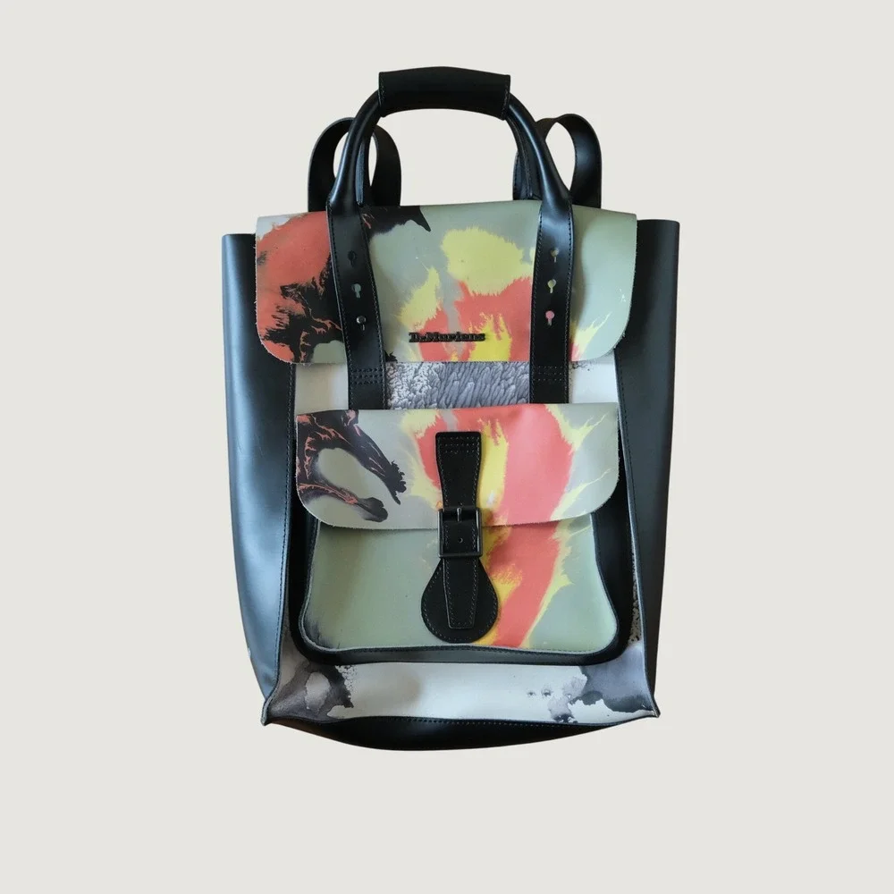Dr Martens Backpack Unisex Multicolor Abstract Print Leather Large Satchel